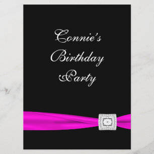 Invitación Fiesta de Cumpleaños Rosa Brillante Clase Fuchsia
