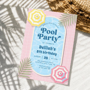 Invitación Fiesta de Cumpleaños Rosa de Palm Springs Summer P