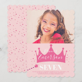 Invitación Fiesta de Cumpleaños Rosa Dulce Princesa Niña