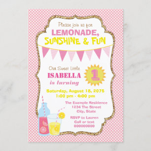 Invitación Fiesta de cumpleaños Rosa Lemonade