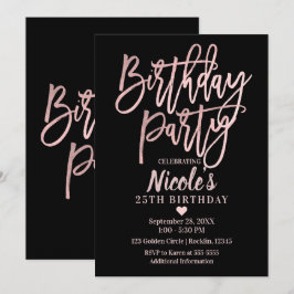 Invitación Fiesta de Cumpleaños Rosa Moderno con Hojalata de 