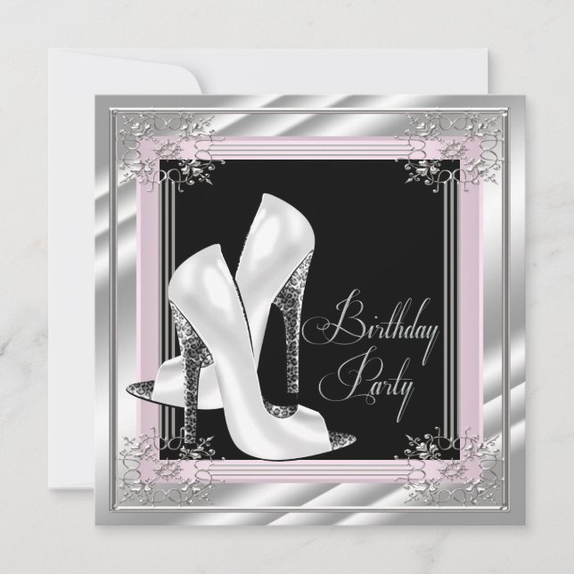 Invitación Fiesta de cumpleaños rosa pálido chic (Anverso)