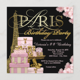 Invitación Fiesta de Cumpleaños Rosa París