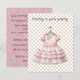 Invitación Fiesta de cumpleaños rosa precioso