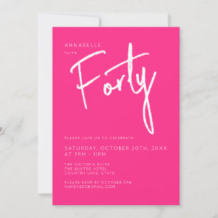 Invitación Fiesta de cumpleaños rosa treinta cuarentavo moder
