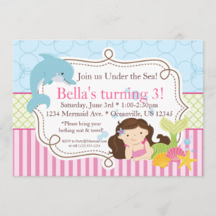 Invitación Fiesta de cumpleaños rosada de las rayas, del