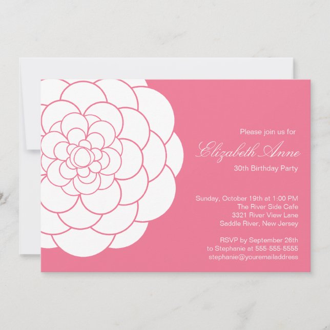 Invitación Fiesta de cumpleaños rosada moderna de la (Anverso)