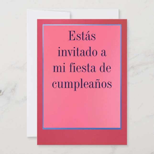 Invitación - Fiesta de Cumpleaños - Rosada y Roja (Anverso)
