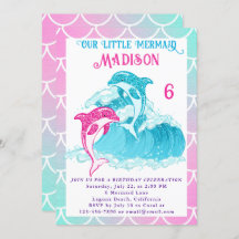 Fiesta de cumpleaños rosado de Mermaid Dolphin Blu