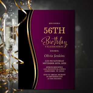 Invitación Fiesta de cumpleaños rosado de oro negro
