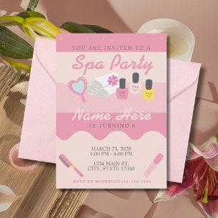 Invitación Fiesta de cumpleaños rosado de Spa Self Care