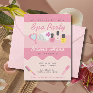 Invitación Fiesta de cumpleaños rosado de Spa Self Care