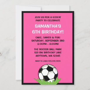 Invitación Fiesta de cumpleaños rosado del Chica de la pelota