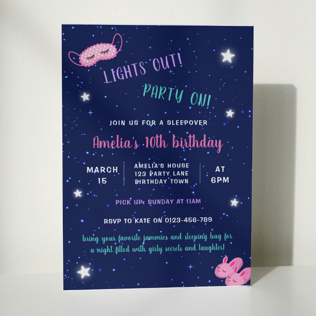 Invitación Fiesta de cumpleaños rosado del Chica de la Sleepo (Subido por el creador)