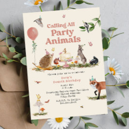 Invitación Fiesta de cumpleaños rosado para animales Fiestas 