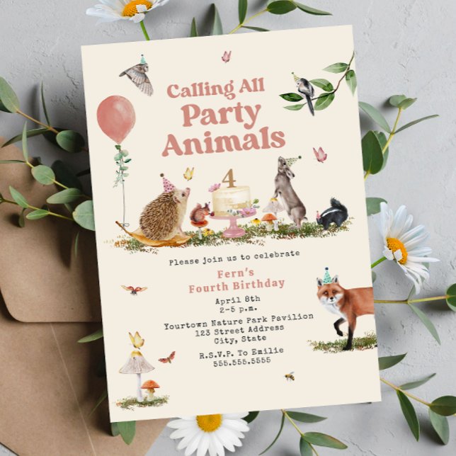 Invitación Fiesta de cumpleaños rosado para animales Fiestas  (Subido por el creador)
