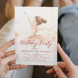 Invitación Fiesta de cumpleaños rosado y beige de los pequeño