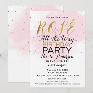 Invitación Fiesta de Cumpleaños Rosé Todo el Camino Rosa y Do