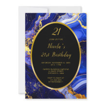 Fiesta de cumpleaños Royal Blue and Gold Marble Ag
