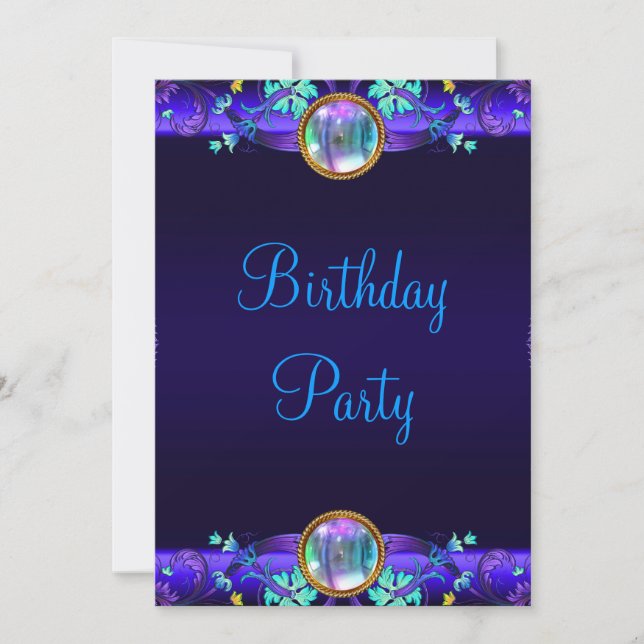 Invitación Fiesta de cumpleaños Royal Blue Purple (Anverso)