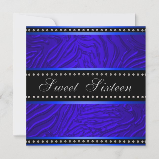 Invitación Fiesta de cumpleaños Royal Blue Sweet 16 (Anverso)