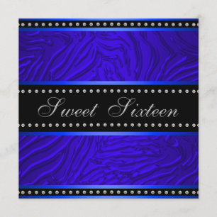 Invitación Fiesta de cumpleaños Royal Blue Sweet 16