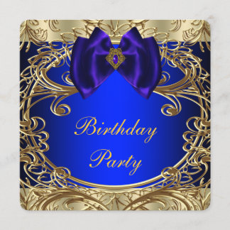 Invitación Fiesta de cumpleaños Royal Blue y Gold