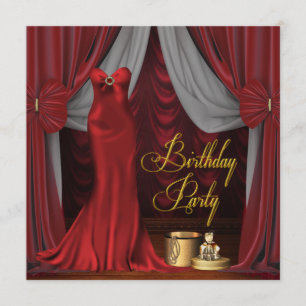 Invitación Fiesta de Cumpleaños Rubí Rojo de Mujer