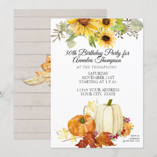 Invitación Fiesta de cumpleaños Rushall Hoja de calabaza gira