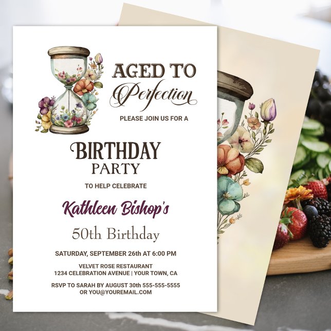 Invitación Fiesta de cumpleaños Rustic Country Floral Hourgla (Subido por el creador)