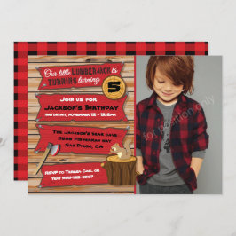 Invitación Fiesta de cumpleaños Rustic Lumberjack con foto