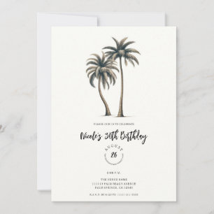 Invitación Fiesta de Cumpleaños Rústica Costera con Palmeras 