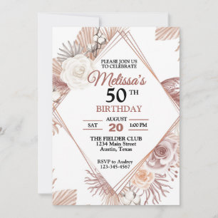 Invitación Fiesta de Cumpleaños Rústica Floral Bonita para Cu