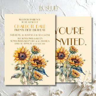 Invitación Fiesta de cumpleaños rústica floral de girasoles d