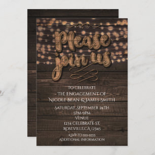 Invitación Fiesta de cumpleaños rústico tipo madera