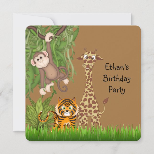 Invitación Fiesta de cumpleaños Safari (Anverso)