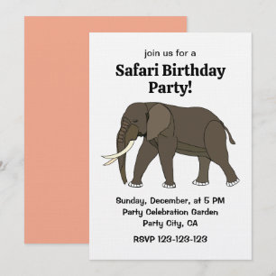 Invitación Fiesta de cumpleaños safari de animales elefante