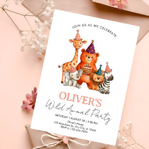 Invitación Fiesta de Cumpleaños Safari de Animales Salvajes
