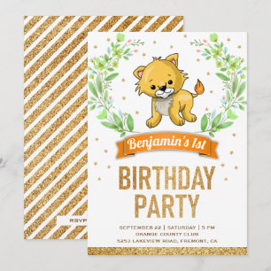 Invitación Fiesta de Cumpleaños Safari de Jungla Salvaje León