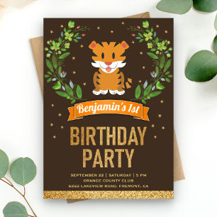 Invitación Fiesta de Cumpleaños Safari de Jungla Salvaje Tigr