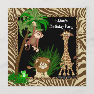 Invitación Fiesta de Cumpleaños Safari en la Jungla para Niño