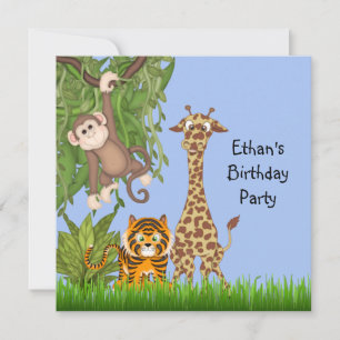 Invitación Fiesta de Cumpleaños Safari en la Jungla para Niño