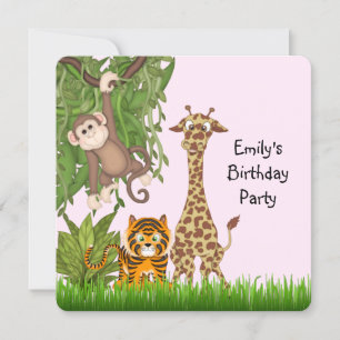 Invitación Fiesta de cumpleaños Safari para niñas