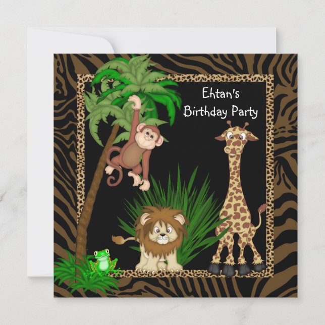 Invitación Fiesta de cumpleaños Safari para niños (Anverso)