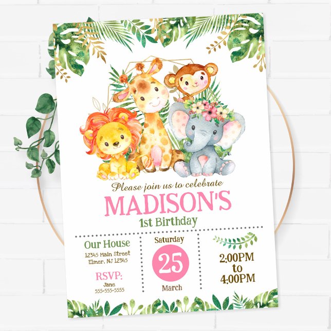 Invitación Fiesta de Cumpleaños Safari Selva Tropical Verde (Subido por el creador)