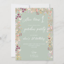 Invitación Fiesta de cumpleaños Sage fiesta de jardín de flor