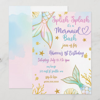 Invitación Fiesta de Cumpleaños Salpicadura Bash de Sirena