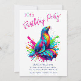 Invitación Fiesta de Cumpleaños - Salpicadura de Lobo Marino