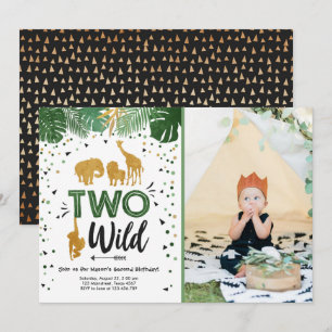 Invitación Fiesta de cumpleaños salvaje de dos del safari del