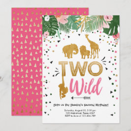 Invitación Fiesta de cumpleaños salvaje de dos del safari del